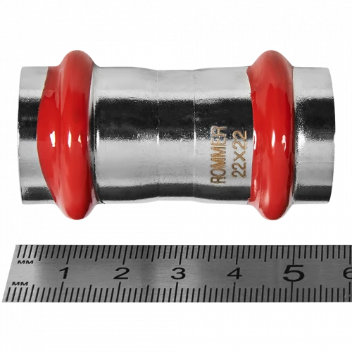 Муфта равнопроходная ROMMER 22 мм из нержавеющей стали, RSS-0017-000022
