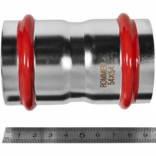 Муфта равнопроходная ROMMER 54 мм из нержавеющей стали, RSS-0017-000054