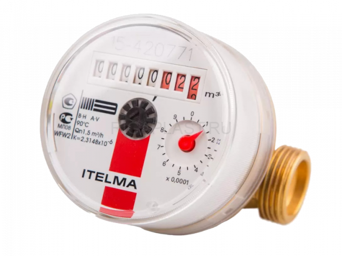 Счетчик горячей воды WFW20 L=80 мм Н 3/4" ITELMA