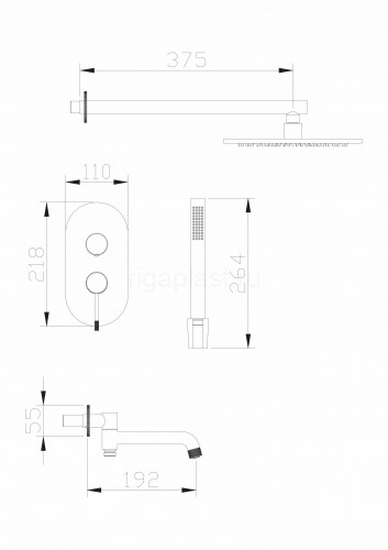 Душевая система HansenPRO HL36098-D, скрытый монтаж, матовое золото