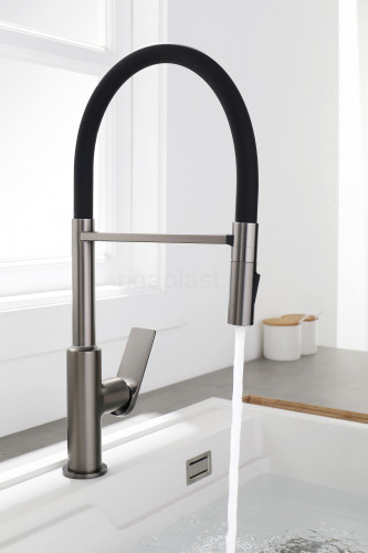 Смеситель для кухни GANZER GZ07126-Q, с гибким изливом, графит