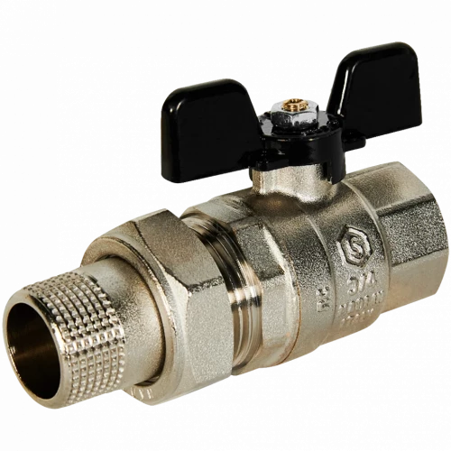 Кран шаровой полнопроходной с американкой ВР/НР 3/4, бабочка STOUT