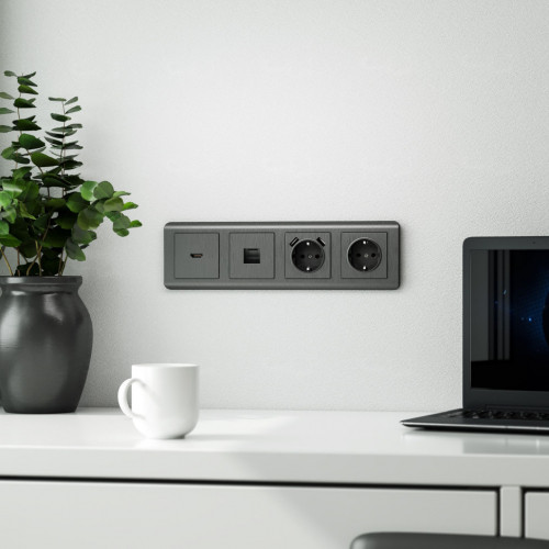 Накладка для розетки USB Werkel (графит рифленый) W1179504