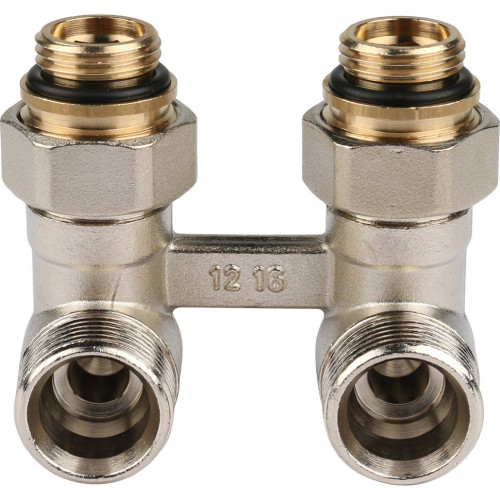 Узел нижнего подключения радиатора 1/2" НР x 3/4" НР, угловой REHAU