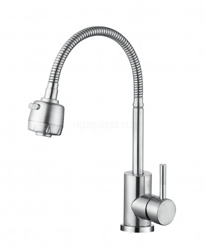Смеситель для кухни ViEiR V15022, с гибким изливом, из нержавеющей стали, сатин