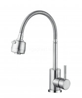 Смеситель для кухни ViEiR V15022, с гибким изливом, из нержавеющей стали, сатин