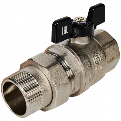 Кран шаровой полнопроходной STOUT с американкой, 1 1/4", ВР/НР, ручка «бабочка», SVB-0007-200032