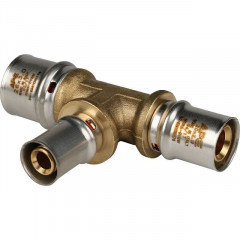 Тройник переходной 26х16х20 для металлопластиковых труб, прессовой STOUT SFP-0005-261620