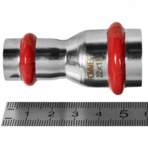 Муфта переходная ROMMER 22 x 15 мм из нержавеющей стали, RSS-0018-002215