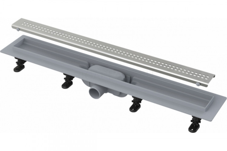 Душевой лоток AlcaPlast APZ9-Simple 550 с решеткой и опорами, серый, хром, выпуск боковой