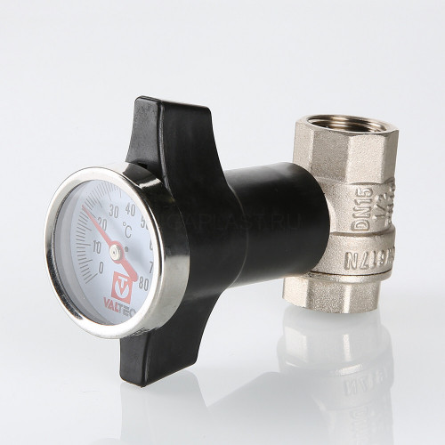 Кран шаровой VALTEC 1/2" ВР/ВР, с термометром (VT.808.N.04)