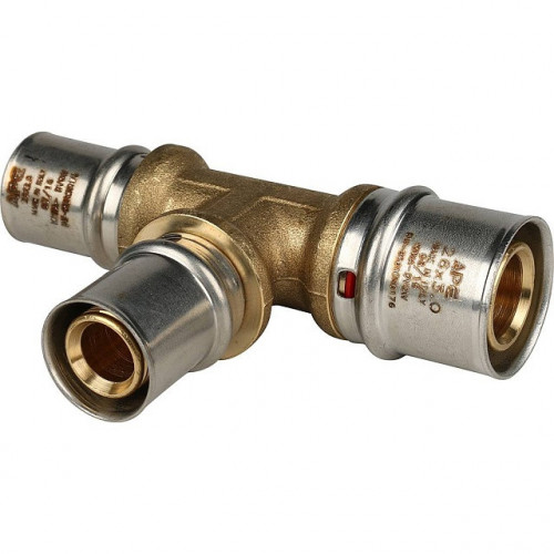 Тройник переходной 26х20х20 для металлопластиковых труб, прессовой STOUT SFP-0005-262020
