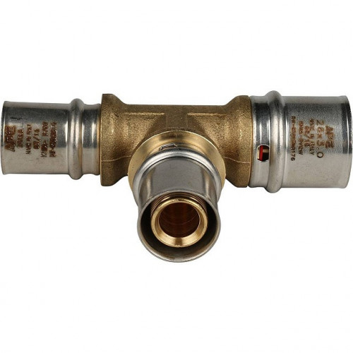 Тройник переходной 26х20х20 для металлопластиковых труб, прессовой STOUT SFP-0005-262020