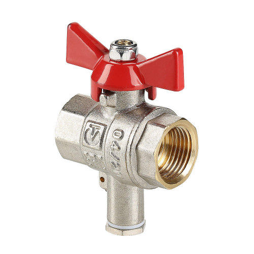Кран шаровой VALTEC 3/4" ВР/ВР, под датчик температуры, бабочка (VT.247.N.05)
