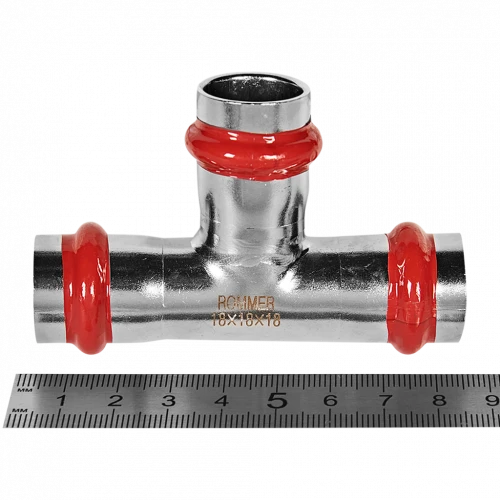 Тройник равнопроходной ROMMER 18 мм из нержавеющей стали, RSS-0013-000018