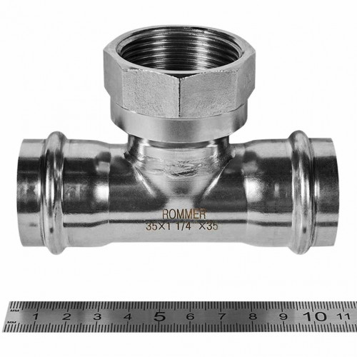 Тройник-переходник ROMMER ВПр-ВР 35 мм x 1 1/4" из нержавеющей стали, RSS-1015-035114