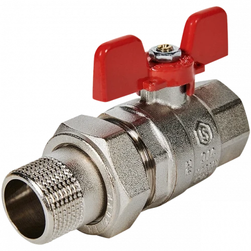 Кран шаровой полнопроходной с американкой ВР/НР 3/4, бабочка EPDM STOUT