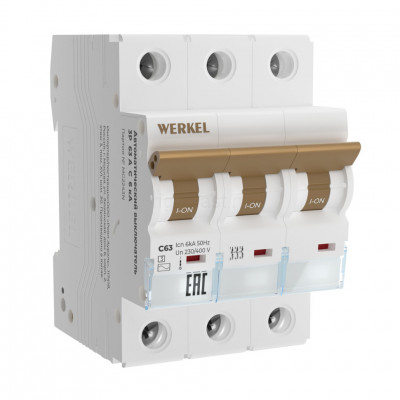 Автоматический выключатель Werkel 3P 63 A C 6 kА W903P636