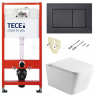 Инсталляция ТЕСЕ TECEbase 2.0 9400414, + унитаз GZ19322, панель смыва TECEnow черный матовый