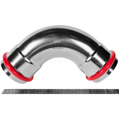 Угольник 90° ВПр-ВПр 88,9 из стали нержавеющей, прессовой ROMMER RSS-1003-000088