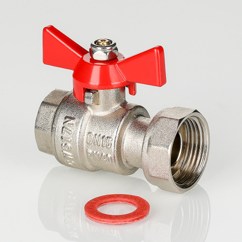 Кран шаровой VALTEC 1/2" × 3/4" ВР/ВР, с накидной гайкой (VT.241.N.0405)