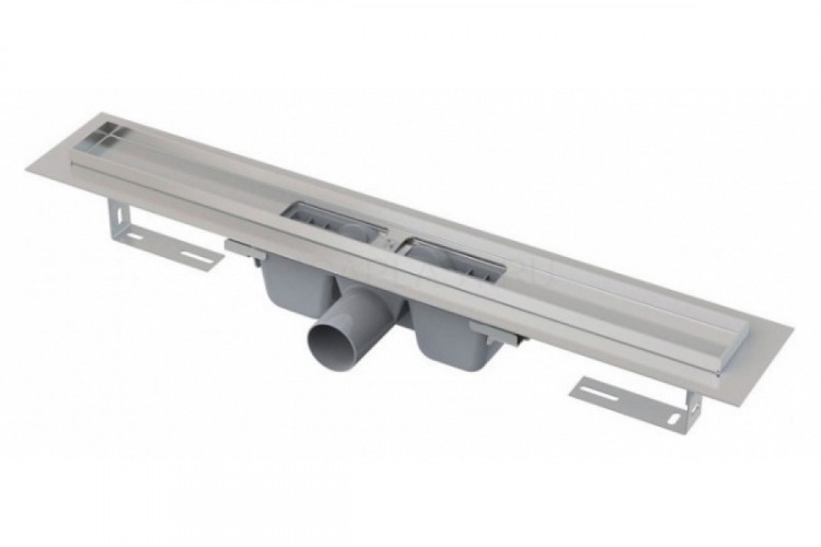 Душевой лоток AlcaPlast APZ1 750 с опорами, серый, хром, выпуск боковой
