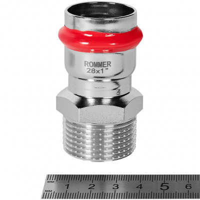 Переходник ROMMER ВПр-НР 28 мм x 1" из нержавеющей стали, RSS-1021-000281