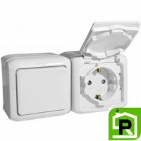 Блок выключатель + розетка Legrand Quteo IP44 белый 782318