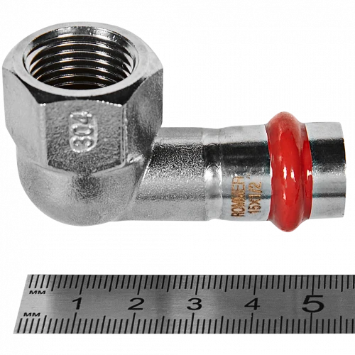 Угольник-переходник ROMMER ВР 15 мм x 1/2" из нержавеющей стали, RSS-0009-001512