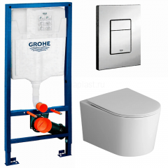 Инсталляция Grohe 38772001 + унитаз Grossman GR-4499SQ безободковый торнадо с сиденьем