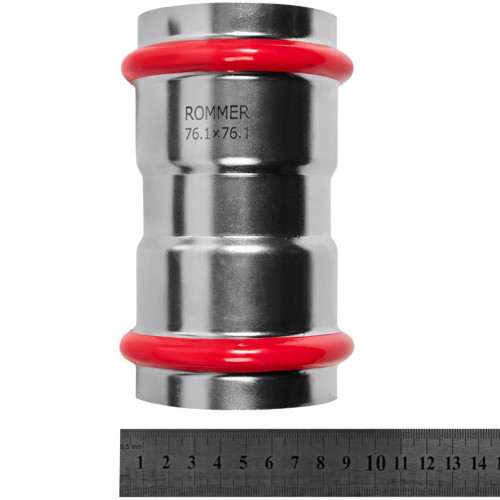Муфта равнопроходная ВПр 76,1 из стали нержавеющей, прессовой ROMMER RSS-1017-000076