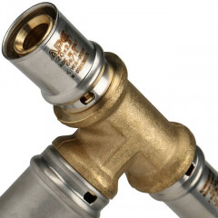 Тройник переходной 20х26х20 для металлопластиковых труб, прессовой STOUT SFP-0005-202620
