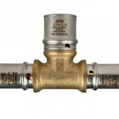 Тройник переходной 20х26х20 для металлопластиковых труб, прессовой STOUT SFP-0005-202620