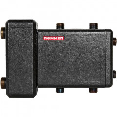 Коллектор ROMMER (дублер компакт) с гидроразделителем на 1+1+1 контура до 85 кВт в теплоизоляции, RDG-1018-024013