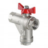 Кран шаровой VALTEC 1/2" ВР/ВР, с фильтром, бабочка (VT.294.N.04)