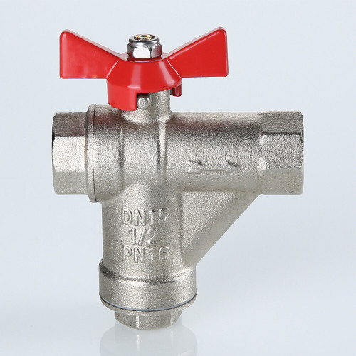 Кран шаровой VALTEC 1/2" ВР/ВР, с фильтром, бабочка (VT.294.N.04)