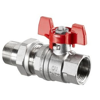 Кран шаровой Optibal DN 15, 1/2" НВ, ручка-бабочка, с американкой Oventrop