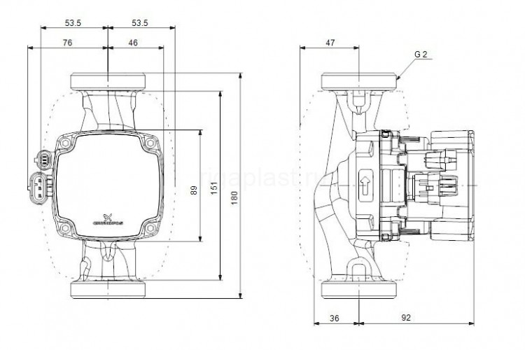 Насос циркуляционный Grundfos ALPHA2 GO 32-60, 180 мм, 93074214