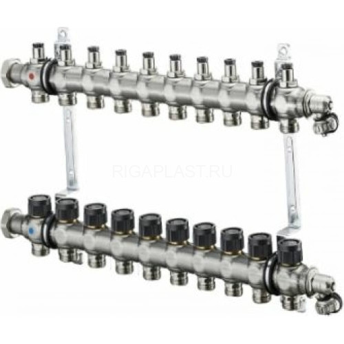 Группа коллекторная Multidis SF 1" на 10 контуров 3/4" ЕК со встроенными регулирующими вставками Oventrop