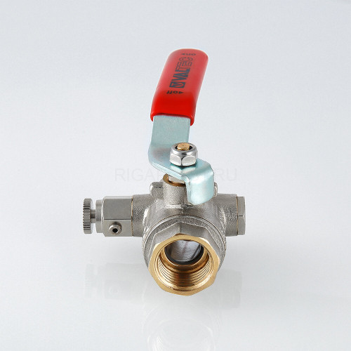 Кран шаровой VALTEC 1/2" ВР/ВР, с дренажом и воздухоотводчиком, рычаг (VT.245.N.04)
