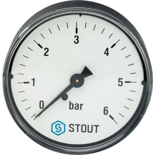 Манометр аксиальный 63 мм 1/4, 0-6 бар STOUT