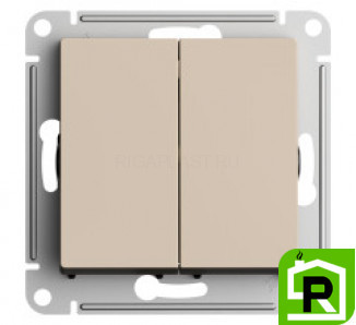 Выключатель 2-клавишный, Песочный, серия Atlas Design, Schneider Electric
