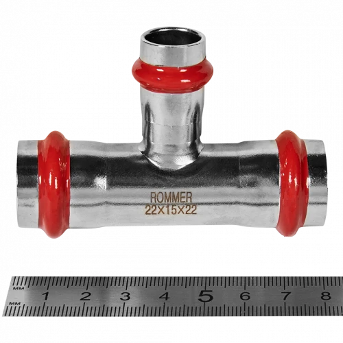 Тройник переходной ROMMER ВПр 22 x 15 x 22 мм из нержавеющей стали, RSS-0014-221522