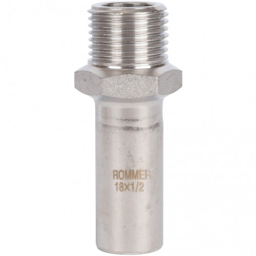 Вставка переходная ROMMER НПр-НР 18 мм x 1/2" из нержавеющей стали, RSS-0024-001812