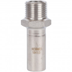 Вставка переходная ROMMER НПр-НР 18 мм x 1/2" из нержавеющей стали, RSS-0024-001812