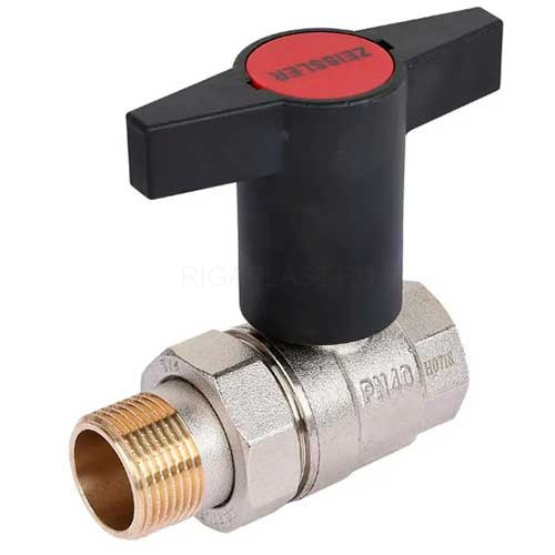 Кран шаровой с американкой 1/2" ВР/НР, ручка пластмассовая ZEISSLER ZSv.201.0304N