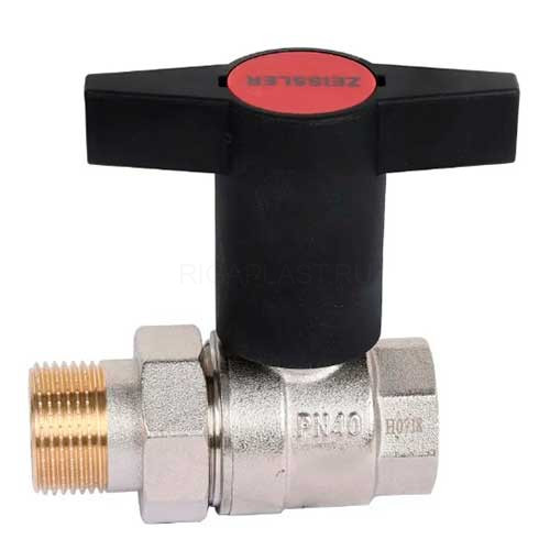 Кран шаровой с американкой 1/2" ВР/НР, ручка пластмассовая ZEISSLER ZSv.201.0304N