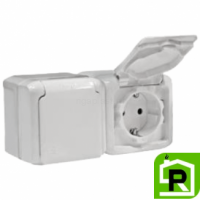 Розетка Legrand Quteo IP44 двойная с заземлением белая 782323