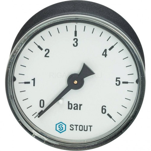 Манометр аксиальный 50 мм 1/4, 0-6 бар STOUT