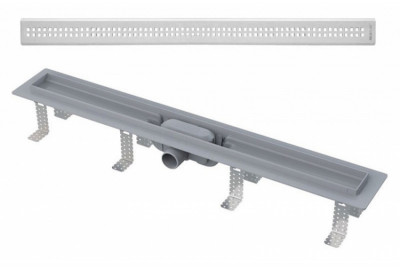 Душевой лоток AlcaPlast APZ9-Simple 950 с решеткой и опорами, серый, хром, выпуск боковой